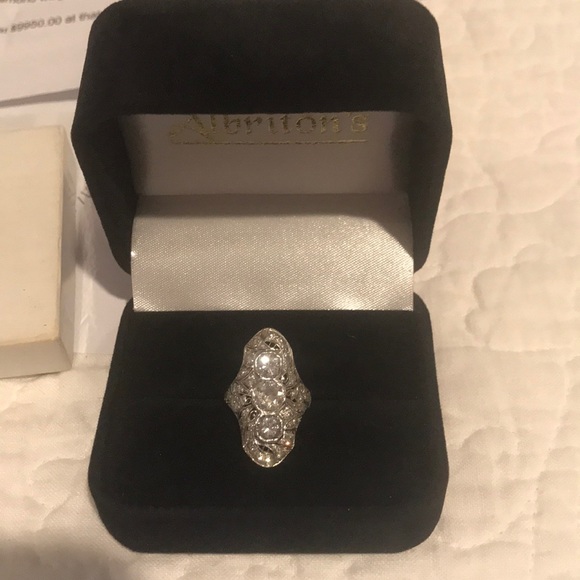 💥HP💥ANTIQUE PLATINUM DIAMOND RING EDWARDIAN - Picture 6 of 8